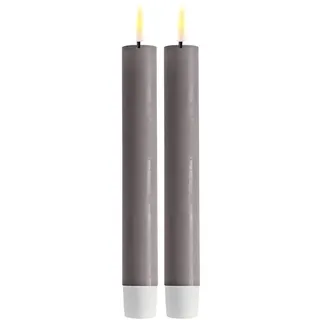 Deluxe Homeart Grauer Stabkerze LED 15 cm grau 2 Stück