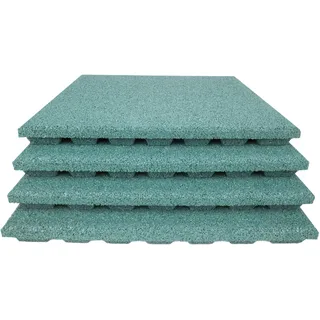 TOPRUBBER 4x Fallschutzplatten 50x50x4 cm Grün Gummiplatten Spielplatzmatten
