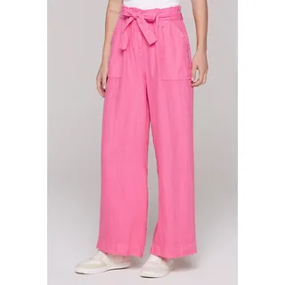 Leinenhose SOCCX, Damen, Gr. XXL, Normalgrößen, rosa (floral pink), Web, Material: 100% Leinen, bestickt, weit lang, Hosen, mit aufgesetzten Taschen vorne