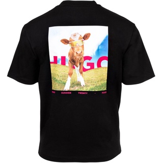 HUGO Herren T-Shirt - DOWIDOM, Rundhals, Motiv-Print auf der Rückseite, Baumwolle Schwarz M
