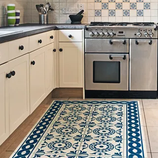 CREARREDA Läufer Teppich Küchenteppich Tile Carpet 50x120 Isolierend, feuerhemmend, Kratzfest, hypoallergen, leicht zu waschender Vinyl Teppich. Komplett in Italien hergestellt