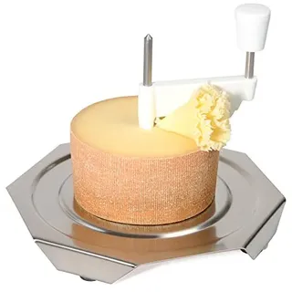 TETE DE MOINE KOMPLETT-Set Profi FLEUROLLE Edelstahl KÄSEHOBEL Choc O ROLLES/Roulette - SPÜLMASCHINENFEST + HAUBE + KÄSE (Classic-ganzer Laib)