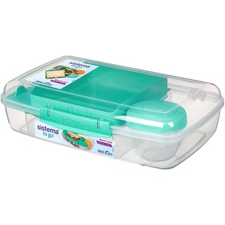 Sistema Bento Box TO GO Brotdose mit Fächern | 1,76 L Lunchbox mit auslaufsicherem Joghurt-/Fruchtbehälter | für Kinder & Erwachsene | BPA-frei | Gemischte Farben (nicht auswählbar)