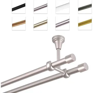 MDEKOR Vorhangstange 2-läufig Ø 19 mm 360 cm Silber
