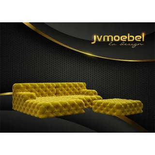 Wohnlandschaft L-Form Ecksofa Couch Design Polster Garnitur Sofa Chesterfield - Gelb