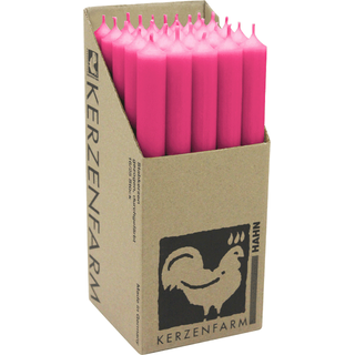 Stabkerzen aus Paraffin, 250/22 mm, Pink, KERZENFARM HAHN, Brenndauer ca. 12h, 25 Stück pro Verpackung
