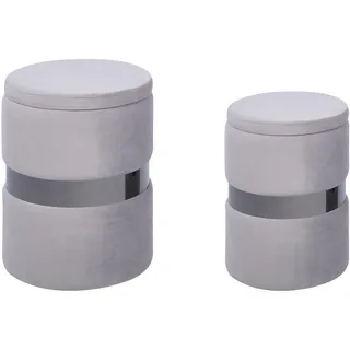 Beliani Pouf mit Stauraum Rund Glänzendes Metall Flur Wohnzimmer Salon Schlafzimmer Deko Sitzhocker Glamour Look DORIS