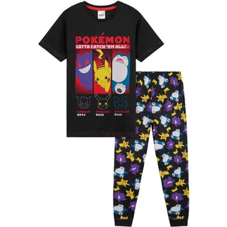 Pokemon Schlafanzug Jungen Pyjama Kinder 4-14 Jahre Sommer Winter Nachtwäsche Oberteil Kurz Pyjamahose Lang - 6-7 Jahre
