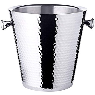 EDZARD Sektkühler Valencia (Ø 22 cm) aus Edelstahl - Flaschenkühler, Champagner Kühler doppelwandig - Getränkekühler für 1 Flasche - Schale für Sekt & Eiswürfel - Weinkühler gehämmert mit Griff
