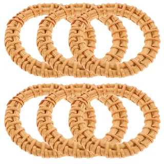 6 Stück Serviettenring und Rattan Khaki für Esstisch | Rustikales 6stücke-design, Leichtes Geflecht als Tischmitte, Halloween Geschenkideen für Erntedankfest