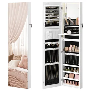 SONGMICS Schmuckschrank mit langem Spiegel, LED-Beleuchtung