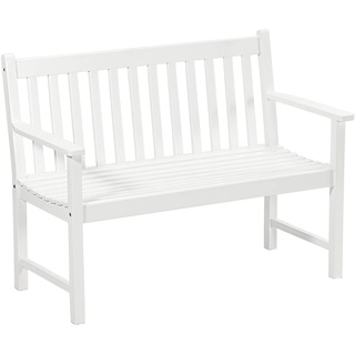 Dehner Gartenbank Mykonos, 2-Sitzer, ca. 120 x 89 x 61 cm, aus FSC® - zertifiziertem Akazienholz, weiß