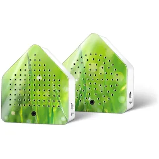 Zwitscherbox Zirpybox 2er-Set Wiesenmotiv 11 x 11 cm Grün