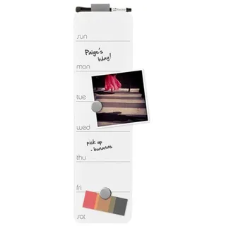 Glas Magnettafel Magnetboard Memoboard - Magnetische Glastafel mit Wochenplaner, abwischbar - 14 x 51cm - diverse Farben, inkl. Marker & 2 Magneten - Magnet Tafel, Magnetpinnwand Farbe:weiß
