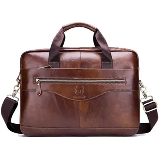 FANDARE Herren Aktentaschen für 12.9 Zoll Laptop Schultasche Arbeitstasche Leder Handtasche Business Umhängetasche Businesstasche Wasserdicht Crossbody Messenger Bags Arbeit Reise Collegetasche Braun