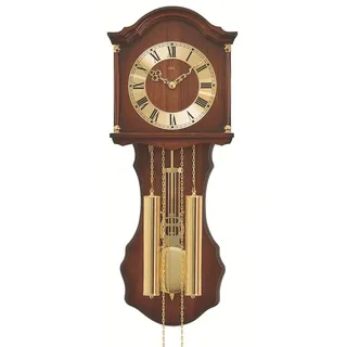 AMS Pendelwanduhr Mechanische Wanduhr mit Gewichten und Pendel Serie 211 braun
