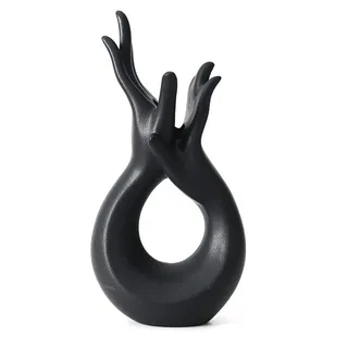 Vase – Abstrakte Menschliche Figur, Keramik, Matt Schwarz, Handgefertigt, Nordische Kunst, Dekoratives Ornament Für Das Wohnzimmer