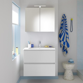 Burgbad Rocio Badmöbel-Set Waschtisch mit Waschtischunterschrank und Spiegelschrank B: 80.5 SGYQ080F6223
