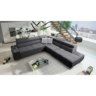 All4All Ecksofa mit Schlaffunktion Margo IX 283x298 cm - Schlafsofa mit Bettkasten - Wohnlandschaft in L-Form - XXL Sofa Groß - Seite rechts - Strukturstoff - Dunkelgrau 26