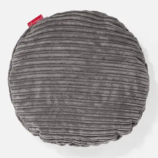 Lounge Pug Kissen Rund 50cm Cord Schiefergrau Zierkissen Sofakissen Dekokissen