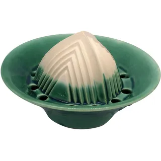ANCKERAMIC® Zitronenpresse Keramik, handgemachte Saftpresse manuell, Entsafter für Zitronen, Limetten & Orangen (Grün)