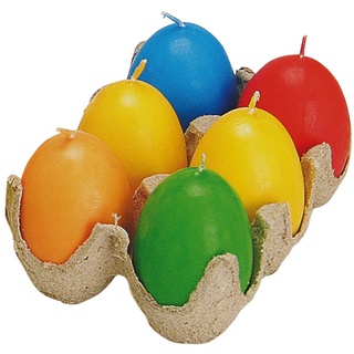 Kraemerlaedchen Ostereier Kerzen Eierkerzen 6 Stück Farbig Sortiert 6 cm
