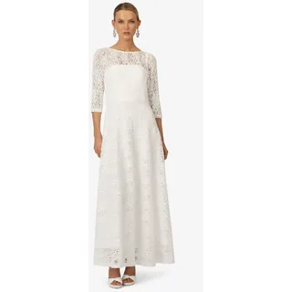 Kraimod Abendkleid mit 3/4-Ärmeln aus floraler Spitze weiß 36