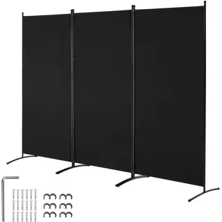 Vevor Raumteiler 3 Paneele Raumteiler 260 x 184 x 52 cm, faltbarer Sichtschutz & tragbarer Trennwandteiler zur Raumtrennung, freistehende Raumteiler für Büro Schlafzimmer Arbeitszimmer, Schwarz