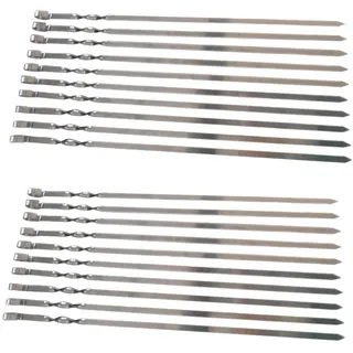 20 Grill-Spieße aus Edelstahl Fleischspiesse 60cm -1cm Breit - solide 2mm Stärke/Dicke