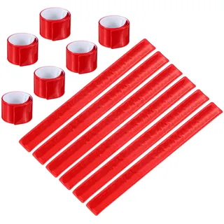 PATIKIL Reflektorband Reflektierende Schnapparmbänder, 20 Stück Reflektorband Schnapparmband Hochsichtbare Sicherheits Handgelenk Riemenstreifen für Nächtliches Radfahren Joggen, Rot