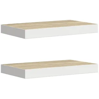 furnicato Wandregal Schweberegale 40x23x3,8 cm in Eiche und Weiß, Waben-MDF & Metall, 2-tlg. braun 23 cm x 3.8 cm x 40 cm