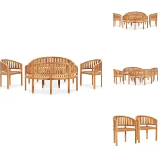 vidaXL 5-tlg. Garten-Lounge-Set Massivholz Teak - Gartenmöbel-Sets - Braun