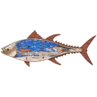 ORIGEN Wanddeko Marine: Fisch großer Thunfisch, blau und braun, MDF-Holz, gebeizt, L 50 cm