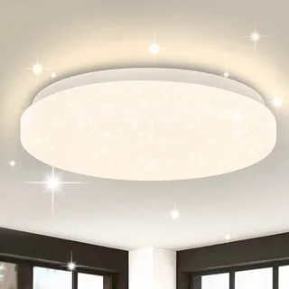 ZMH Deckenlampe Led Deckenleuchte Schlafzimmer - 15W Schlafzimmerlampe Sternenhimmel Warmweiß 21cm Küchenlampe Glitzer Flurlampe Rund Klein Küche Deckenbeleuchtung Sternendekor für Flur Kinderzimmer