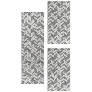 Teppich Berber-Design, Teppium, Rechteckig, Höhe: 25 mm, Schlafzimmer Teppich Bettumrandung Rechteckig Set 3 teilig Grau-4 grau 80 cm x 550 cm x 25 mm