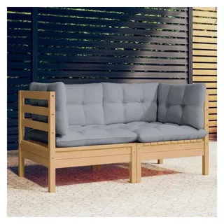 vidaXL Gartensofa 2-Sitzer grau