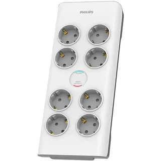 Philips, Steckdosenleiste, Surge protector SPN7080WA/58, 8 outlets, power cord, 900 joules of surge protection (8x, CEE 7/3, 2 m)