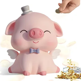 Rosa Schweinchen Sparschwein, Kawaii Kunststoff Sparschwein, Sparbüchse zum öffnen Piggy Bank Münze Bank Glücksschwein, Plastik Sparschwei Geburtstag Weihnachten Geschenke für Mädchen Jungen
