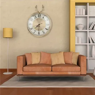 Elegante, Geräuschlose Wanduhr Mit Hirschkopf Aus Kupfer – Dekoration Für Zuhause Oder Büro