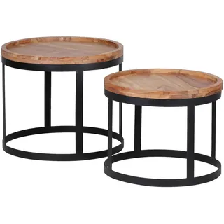 Wohnling Beistelltische-Set rund Massivholz akazie, 1 St.