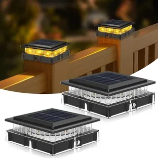 2er-pack Solar-pfostenkappen, Solarleuchten-zaunkappen 4x4 Solar-zaunkappenleuchte Für Terrassenzäune, Wintergärten, Holz-/vinylpfosten