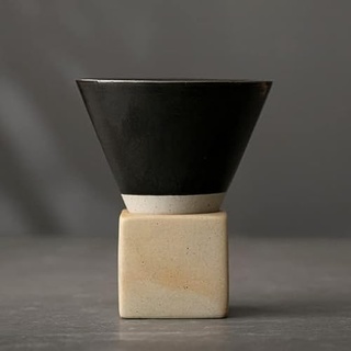 Keramik-Kaffeetasse mit Sockel, kreative Retro-Teetasse aus grober Keramik, Latte-Espresso-Porzellan-Tasse, Kaffeetassen, Haushalt, 142 ml