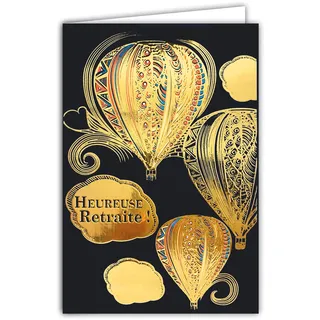 Afie 69 – 7054 Karte Ruhestand Heißluftballon mit Heißfolie Format 12 x 17,5 cm mit Umschlag weiß