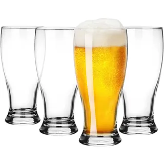 Glasmark KROSNO 1992 Biergläser Set 4 Stück 500 ml Weizenglas Weizenbierglas Pils Bierglas Gläser Für Bier Bierseidel Bierkrug Spülmaschinenfest, Durchsichtig