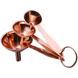 Seully 3 Stück Edelstahltrichter Set, Mini-Trichterset/dreiteiliger Trichter mit langem Metallgriff, Küchentrichter in Lebensmittelqualität für Flüssigkeit, Öl, Wein, Pulver und Marmelade (Roségold)