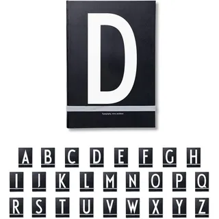 Design Letters Buchstaben Notizbuch A5 A-Z Schwarz | Nutzen Sie das unlinierte Notizbuch als Bullet Journal, 2024 Planer | Notizbuch A5 mit elastischem Verschlussband | 146 nummerierte Seiten