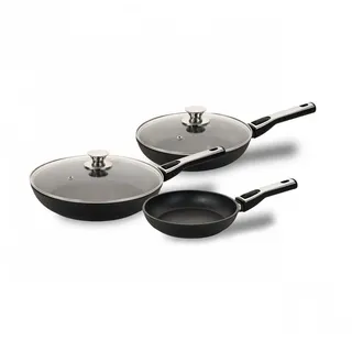 Genius Bratpfanne Cerafit Plasma, Keramik (Deluxe-Set 5-tlg, 3 Pfannen + 2 Deckel), Induktionsboden, abnehmbare Griffe, backofengeeignet