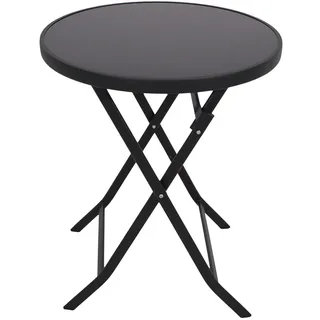 Gartentisch Bistrotisch Balkontisch Klapptisch MILANO 60cm Metall Glas schwarz