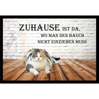 Fußmatte Schmutzfangmatte Zuhause Bauch Katze rutschfest F759, Ladreas, 75x50 bunt 75x50 - 50 cm x 75 cm