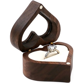 Holz Ring Box Ringschatulle Hochzeit Herzförmige Ringbox, Ringschachtel Schmuckbox, Handgefertigte Ringschatulle Ring Box, Ringbox Verlobung für Heiratsantrag, Verlobung, Hochzeit